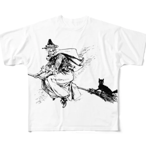 Witch and Black cat フルグラフィックTシャツ
