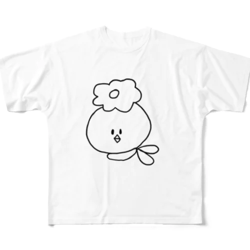 かっぱレッドモノクロ フルグラフィックTシャツ