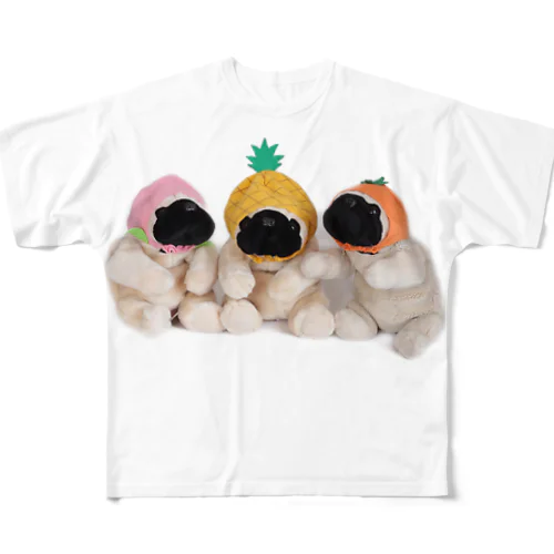 トロピカルパグちゃんず フルグラフィックTシャツ