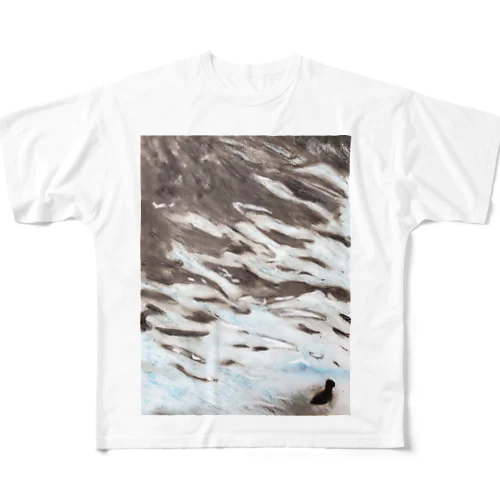 川を行くカモ All-Over Print T-Shirt