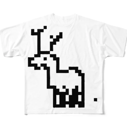 白いシカ フルグラフィックTシャツ