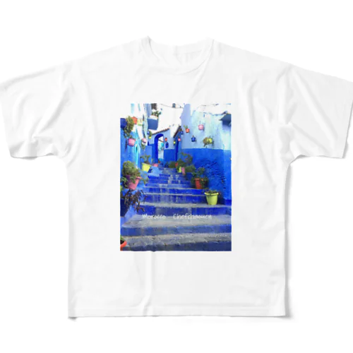 青の街・モロッコ シャウエン All-Over Print T-Shirt