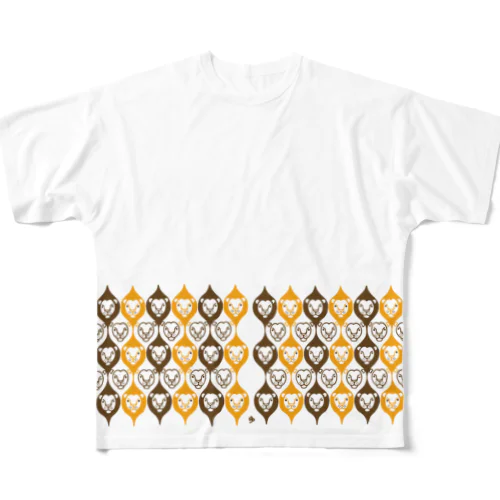 つながるらいおん　よこなが All-Over Print T-Shirt