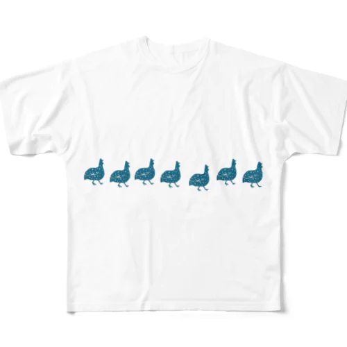 ホロホロ鳥の切り絵 フルグラフィックTシャツ