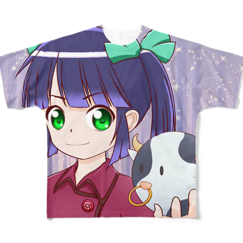 牛と女の子2021 フルグラフィックTシャツ