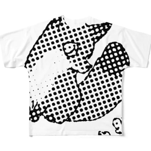 狐　開眼　黒ドット All-Over Print T-Shirt