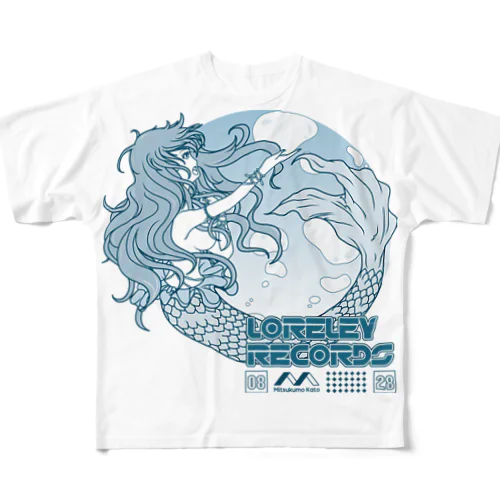Loreley records フルグラフィックTシャツ