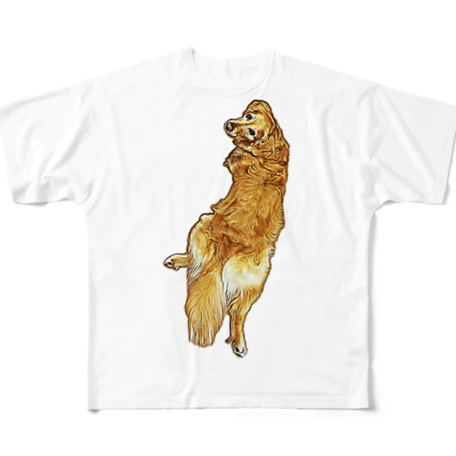 golden retriever フルグラフィックTシャツ