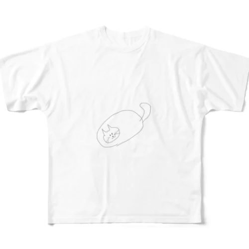 デブ猫 フルグラフィックTシャツ