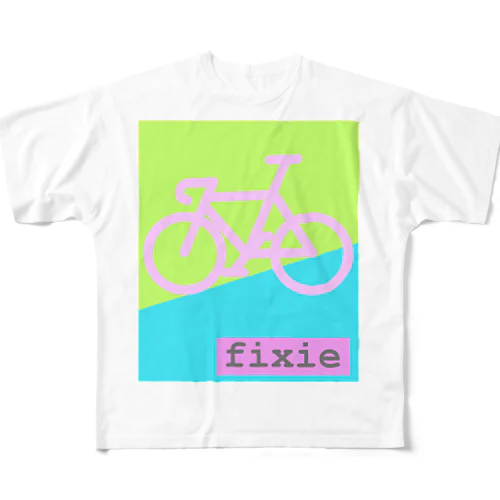 ピストバイク(ピンク) フルグラフィックTシャツ
