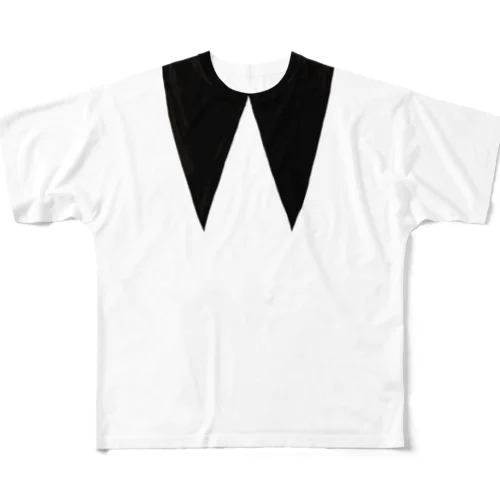 collar-long black-  フルグラフィックTシャツ