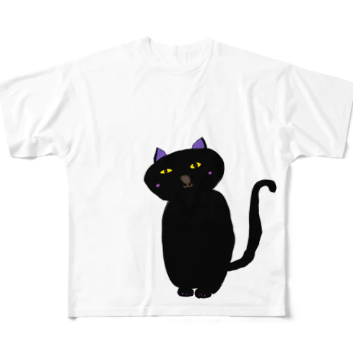 黒猫のくろたん フルグラフィックTシャツ