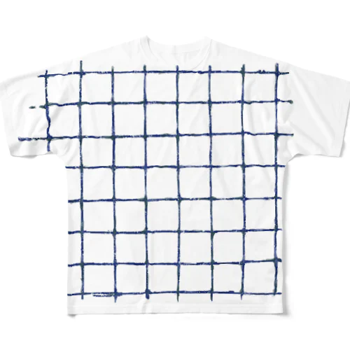 plaid-blue- フルグラフィックTシャツ
