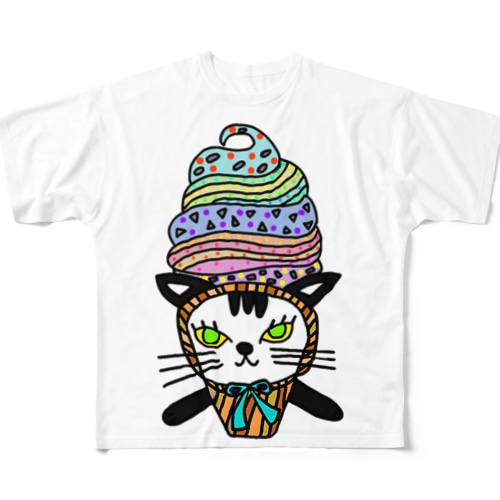 ソフトクリーム白黒ネコ All-Over Print T-Shirt