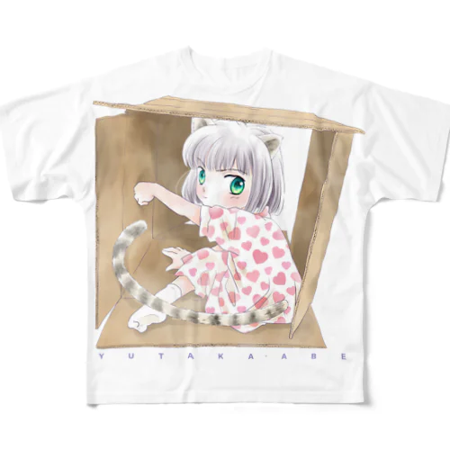 箱ねこ フルグラフィックTシャツ