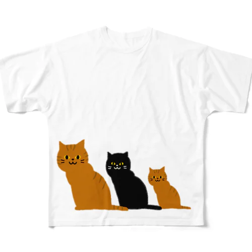 猫ねこネコ フルグラフィックTシャツ