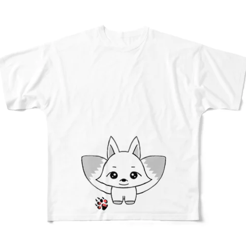 白狐のしこちゃん フルグラフィックTシャツ