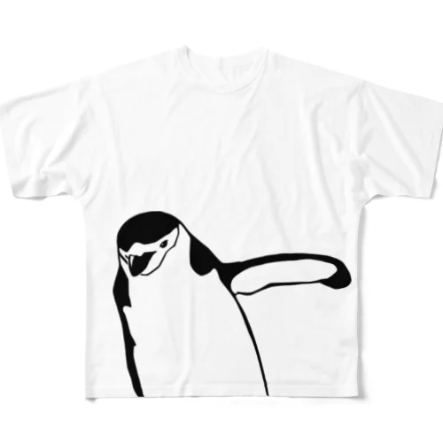 片翼を広げたヒゲペンギン All-Over Print T-Shirt