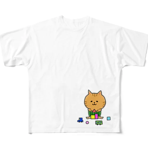 はらまきにゃんこ All-Over Print T-Shirt