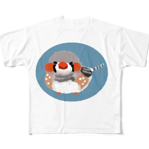 キンカチョウもしゃもしゃ フルグラフィックTシャツ