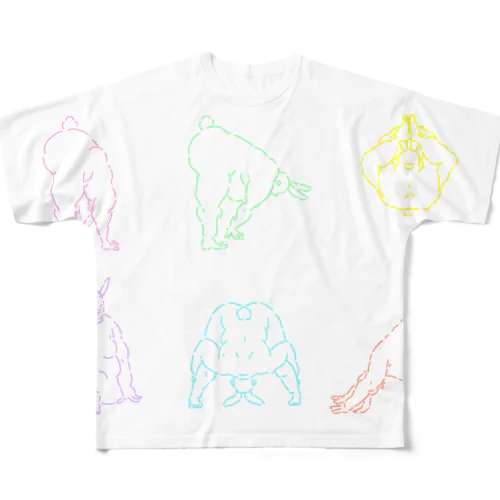 ふくよが　fat yoga フルグラフィックTシャツ