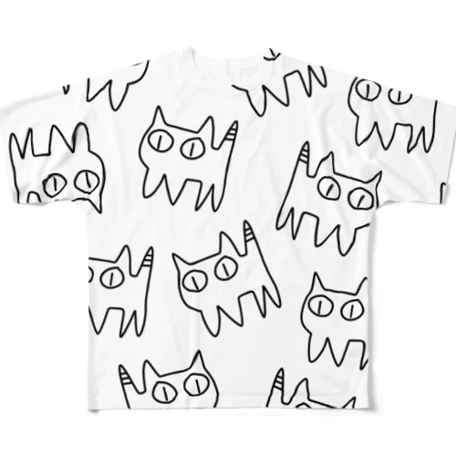 ねこですから。総柄 All-Over Print T-Shirt