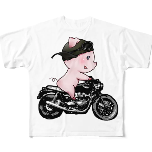 走る豚 フルグラフィックTシャツ