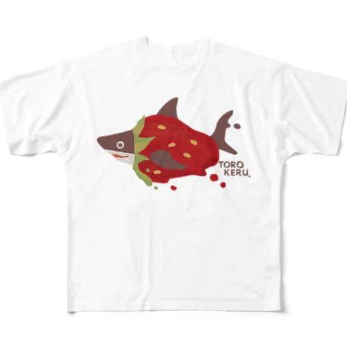 苺ととろけるおサメさん | TOROKERU SHARK Strawberry フルグラフィックTシャツ