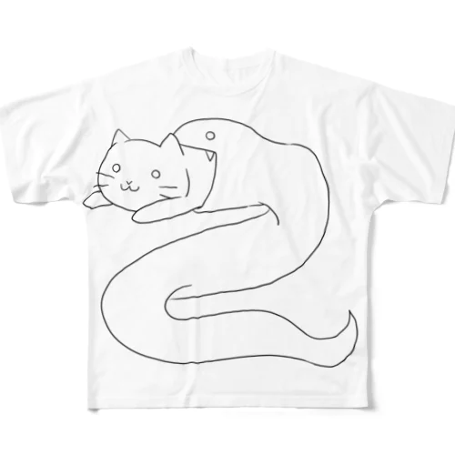 ねことへび フルグラフィックTシャツ