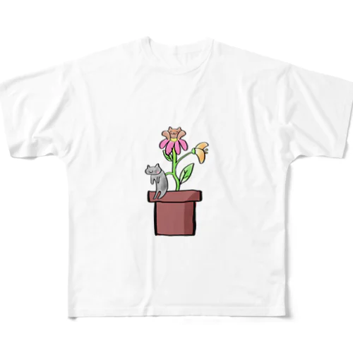 観猫植物 フルグラフィックTシャツ