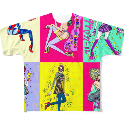6面girls フルグラフィックTシャツ