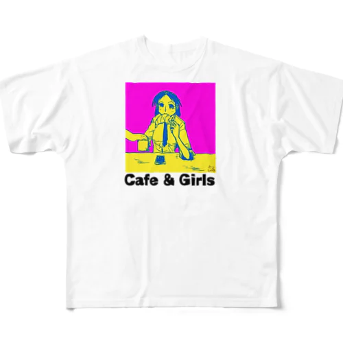 Cafe and Girls (1) フルグラフィックTシャツ