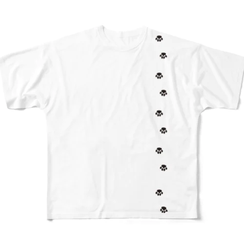 猫のあしあと(タテ下向き) All-Over Print T-Shirt
