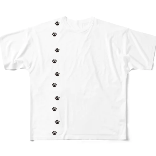 猫のあしあと(タテ上向き) All-Over Print T-Shirt