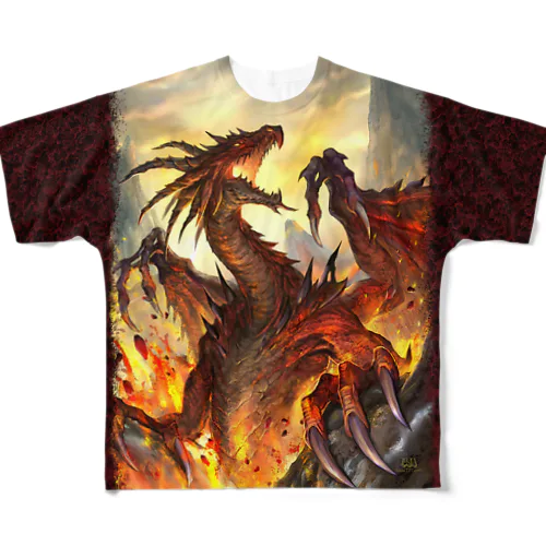 火山のドラゴン All-Over Print T-Shirt
