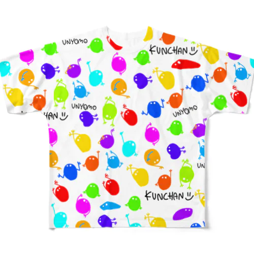 うにょものＴシャツ【ぱきっと総柄】 All-Over Print T-Shirt