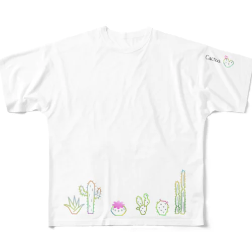 サボテンの花はカラフル！ 풀그래픽 티셔츠