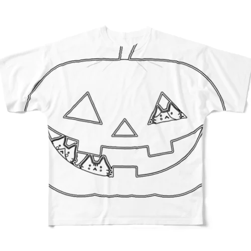 かぼちゃにゃ(モノトーン) All-Over Print T-Shirt