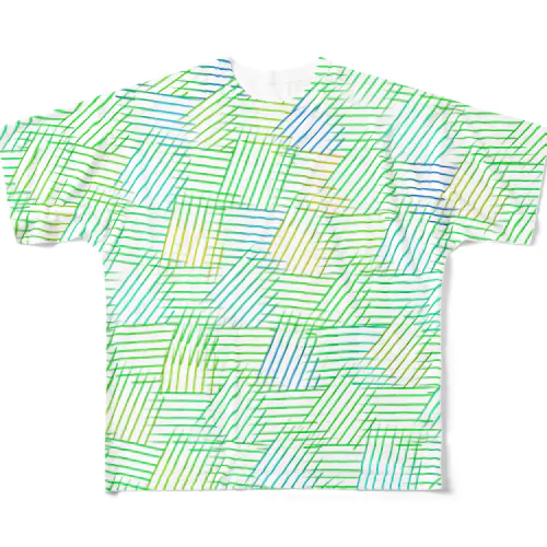 和柄黄緑 All-Over Print T-Shirt