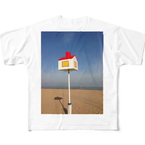 Post on the beach フルグラフィックTシャツ