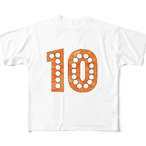 ナンバーTシャツ。10。 フルグラフィックTシャツ