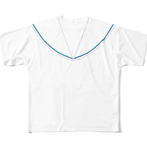 セーラー風（白に青ライン） フルグラフィックTシャツ