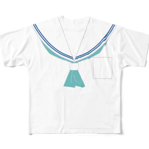 セーラー風(白地・水色リボン) フルグラフィックTシャツ