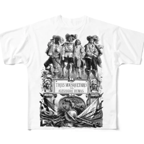 大デュマ『三銃士』初版本(1844年）より扉絵 All-Over Print T-Shirt