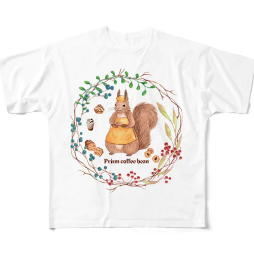 森の木の実のボタニカルカフェ フルグラフィックTシャツ