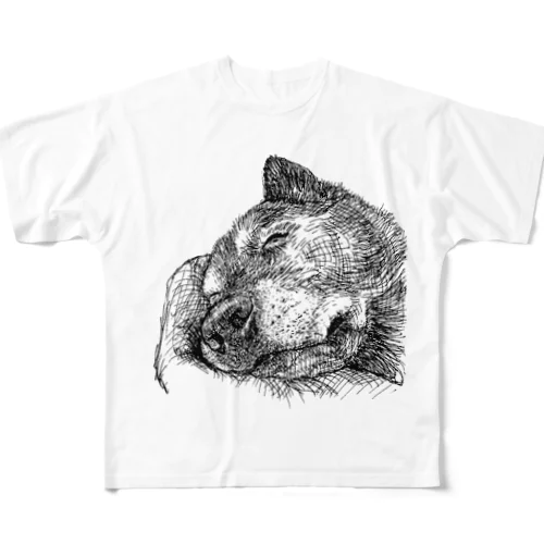 老犬-どーん フルグラフィックTシャツ