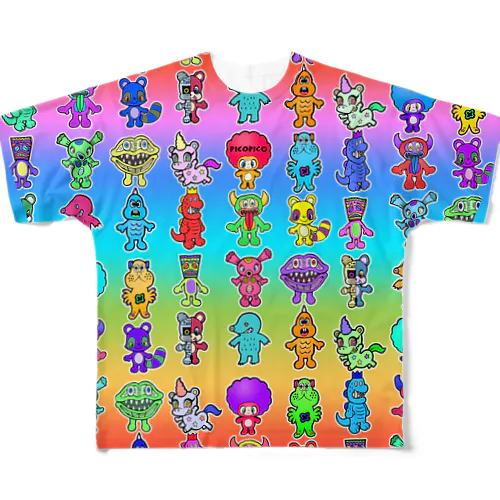 ピコピコオールスター　レインボー All-Over Print T-Shirt