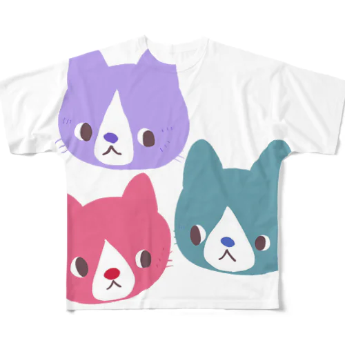 どデカくれよん猫 123 フルグラフィックTシャツ