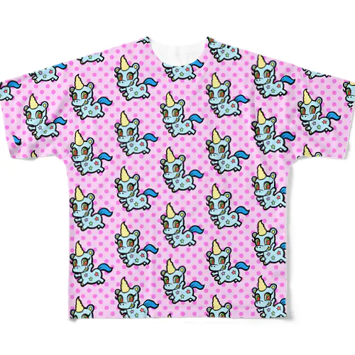 甘獣ユニん子　ブルー All-Over Print T-Shirt