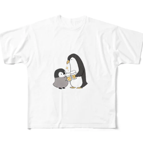 乾杯！ペンギン フルグラフィックTシャツ